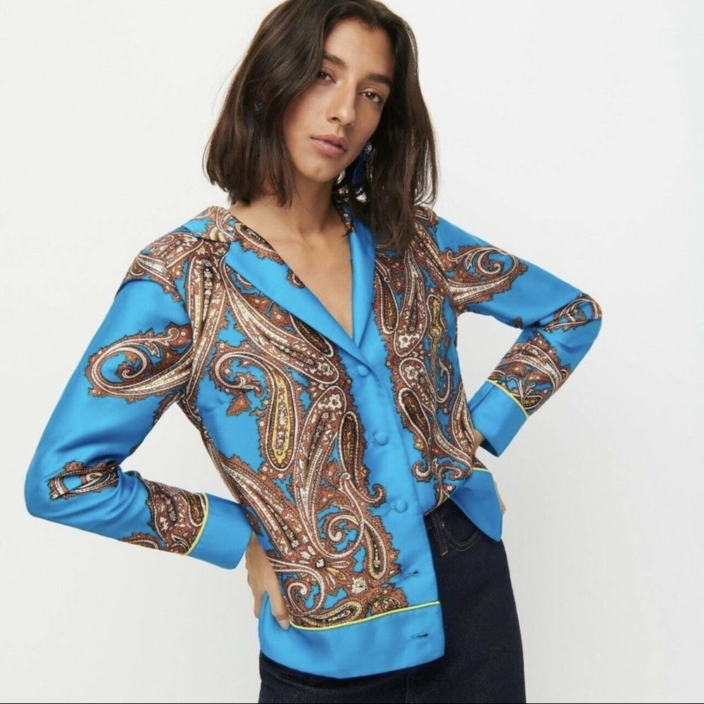 J. Crew Drapey Button-Up Shirt In Paisley Print